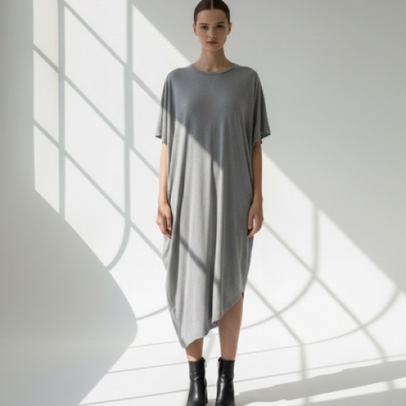 Complex Geometries grey cotton jersey asymmetric midi dress - One size - Picture 1 of 4